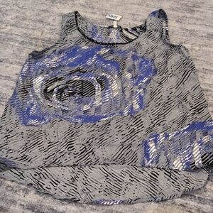 Stylish Gray and Blue Women's Top Quintessential Size Medium New With Tags